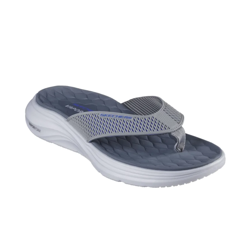 دمپایی لاانگشتی طوسی آبی مردانه اسکچرز مدل 232894 GYBL Sport Vapor Foam - Sayto Skechers