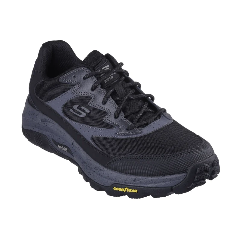 کفش مشکی طوسی اسکچرز مردانه مدل 237508 BKCC Arch Fit Skip Tracer - Lytle Creek Skechers